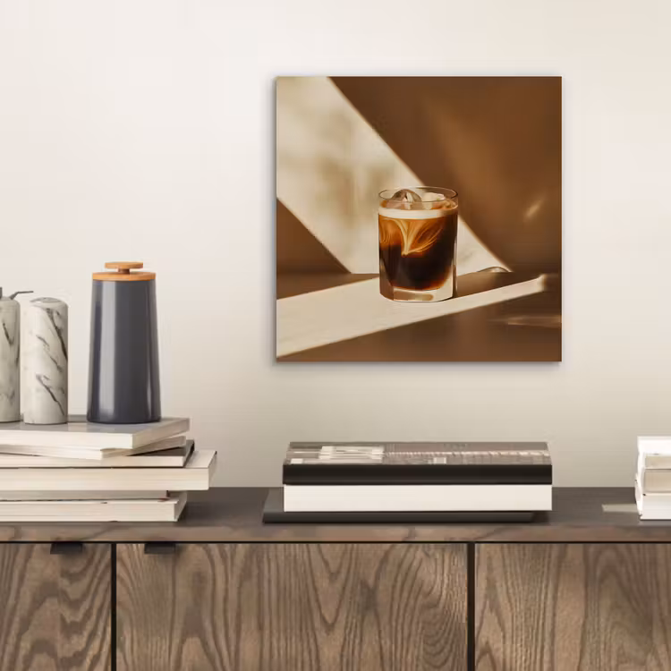 Glas - Ijskoffie - Schaduw - Bruin aluminium wit klein -sfeer1