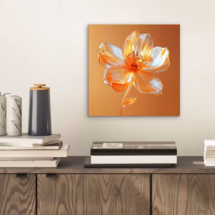 Glazen - Bloem - Oranje aluminium wit klein -sfeer1