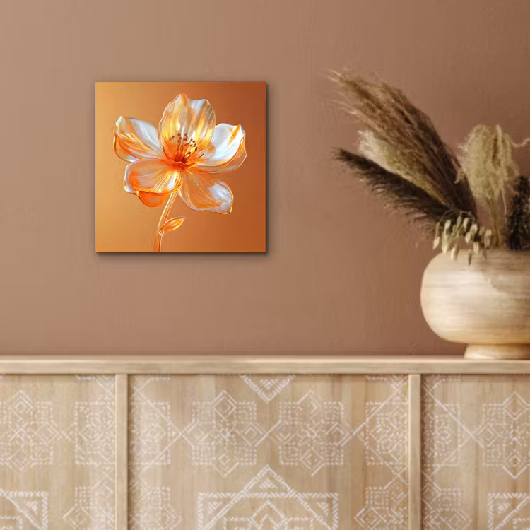 Glazen - Bloem - Oranje aluminium wit klein -sfeer4
