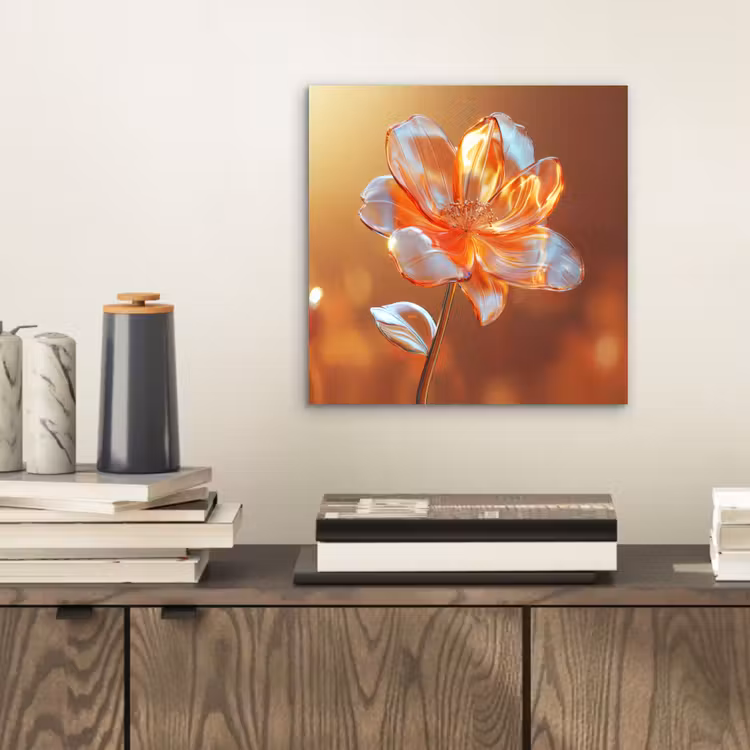 Glazen - Bloem - Zonlicht aluminium wit klein -sfeer1