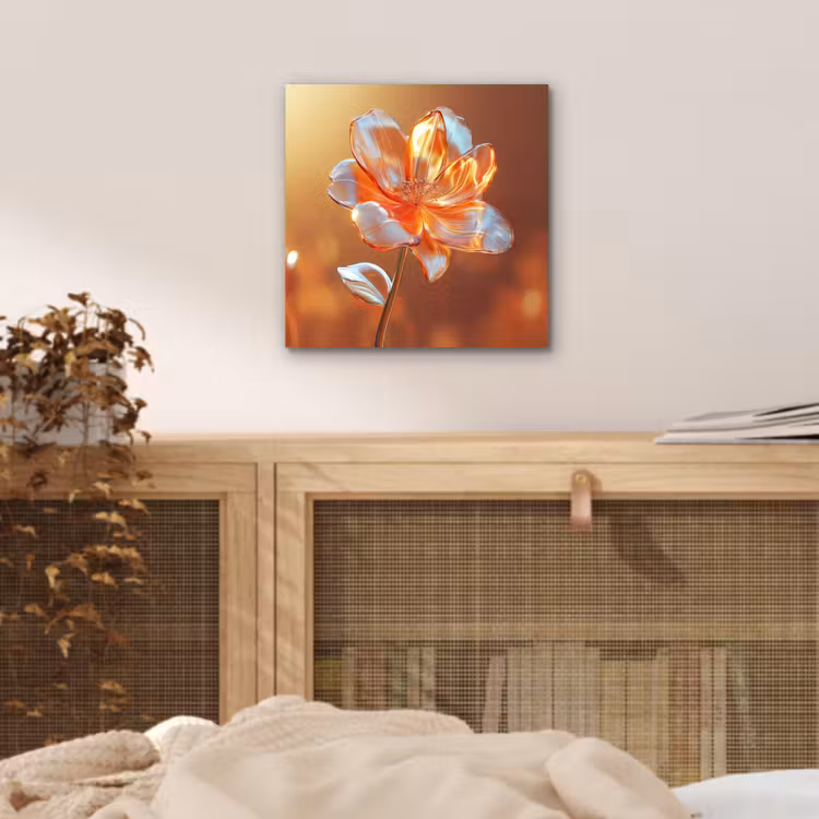 Glazen - Bloem - Zonlicht aluminium wit klein -sfeer3