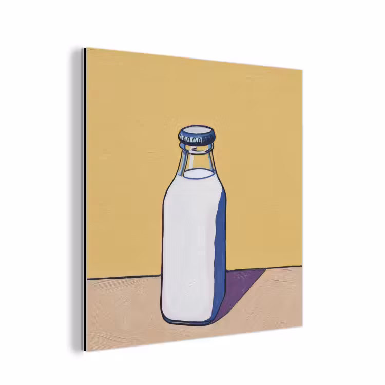 Glazen - Fles - Illustratie - Melk aluminium wit klein -3d