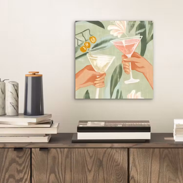 Glazen - Proosten - Bladeren - Groen aluminium wit klein -sfeer1