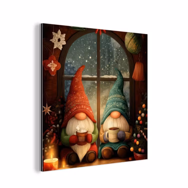 Gnooms - Kerst - Raam - Kleurrijk aluminium wit klein -3d