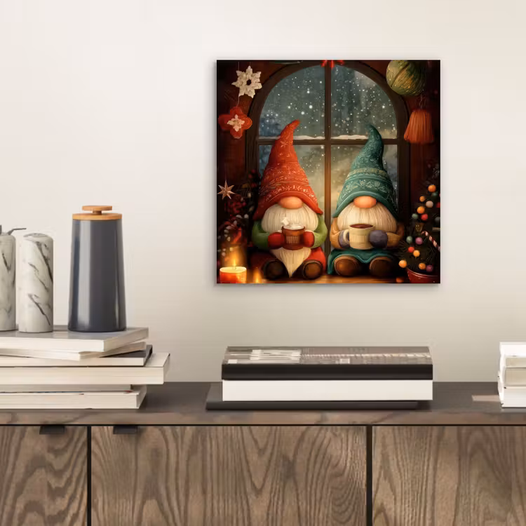 Gnooms - Kerst - Raam - Kleurrijk aluminium wit klein -sfeer1