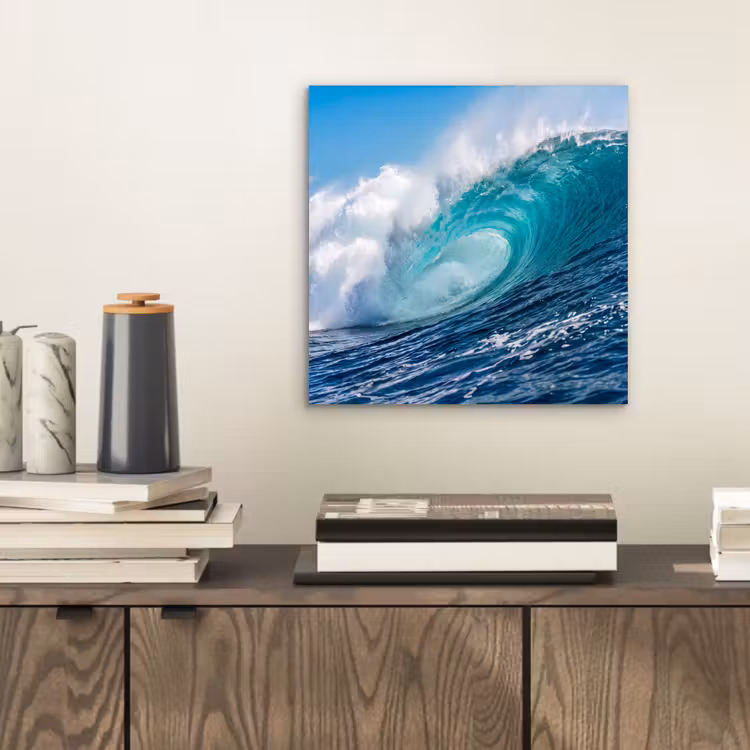 Golf - Oceaan - Water - Dynamisch - Blauw aluminium wit klein -sfeer1