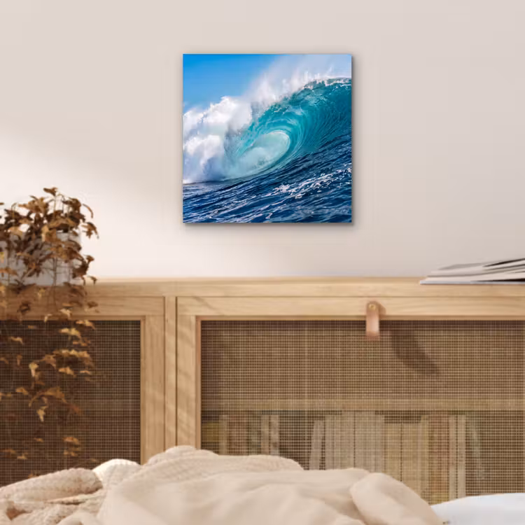Golf - Oceaan - Water - Dynamisch - Blauw aluminium wit klein -sfeer3