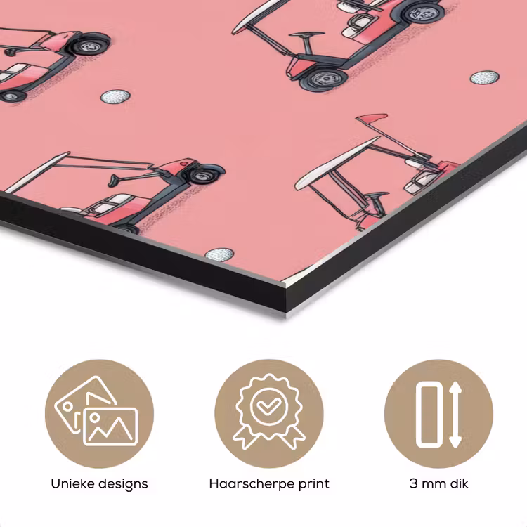 Golfkar - Retro - Roze aluminium wit klein 46 -closeup_NL