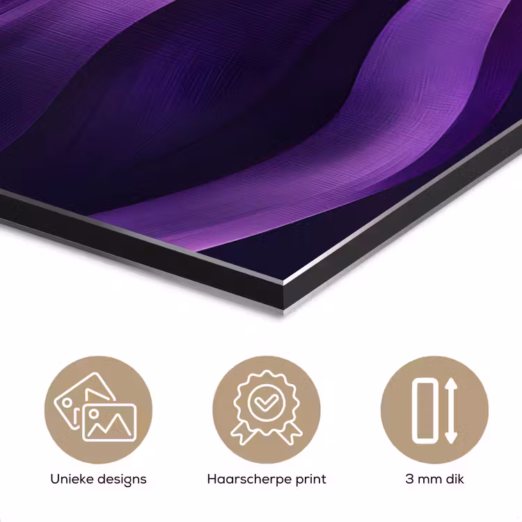 Golven - Abstract - Paars aluminium wit klein -closeup_NL