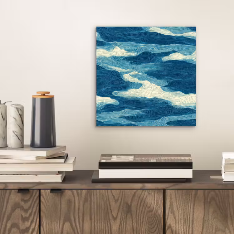 Golven - Abstract - Patroon - Blauw - Wit aluminium wit klein 46 -sfeer1