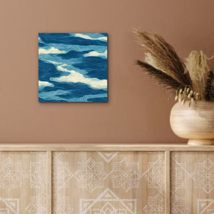 Golven - Abstract - Patroon - Blauw - Wit aluminium wit klein 46 -sfeer4