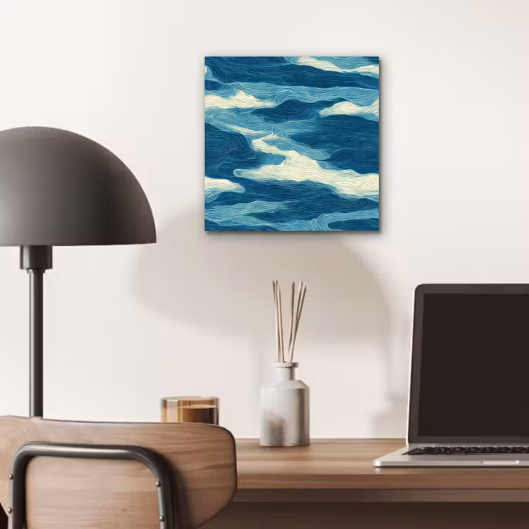 Golven - Abstract - Patroon - Blauw - Wit aluminium wit klein 46 -sfeer5