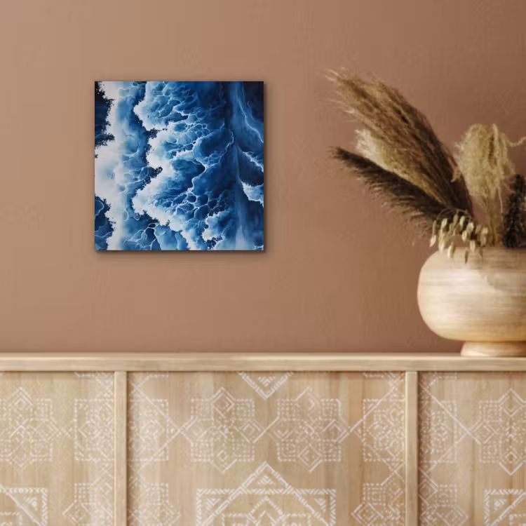 Golven - Blauw - Schuim aluminium wit klein -sfeer4