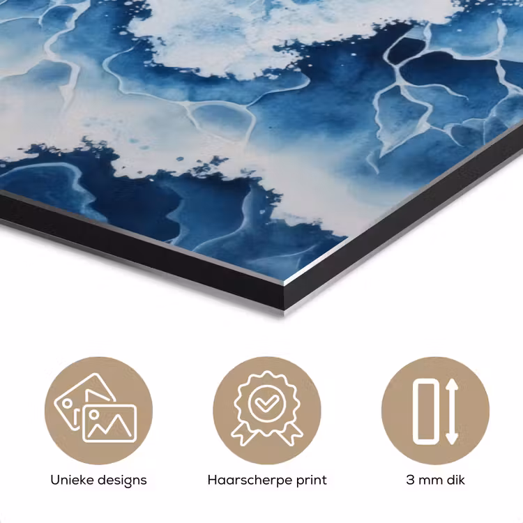 Golven - Blauw - Schuim aluminium wit klein -closeup_NL