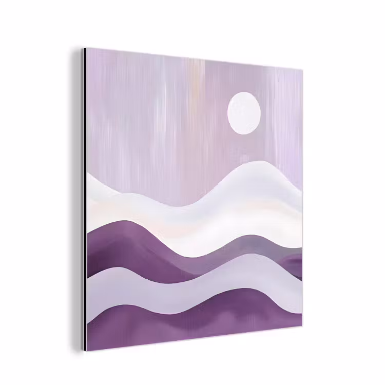 Golven - Heuvels - Abstract - Paars aluminium wit klein -3d