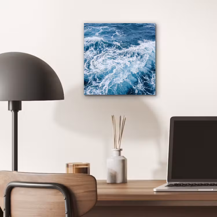Golven - Oceaan - Blauw aluminium wit klein -sfeer5