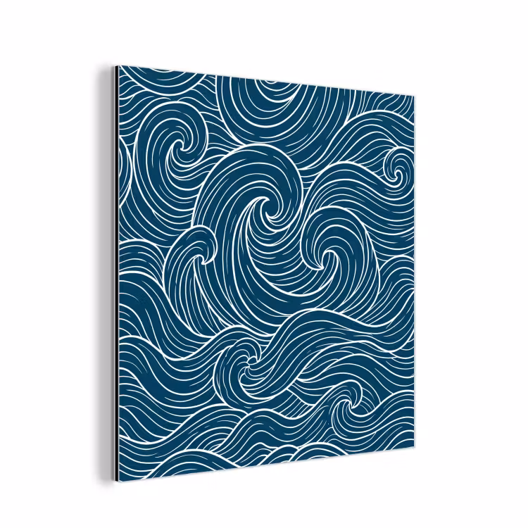 Golven - Spiraal - Water - Abstract - Blauw aluminium wit klein -3d
