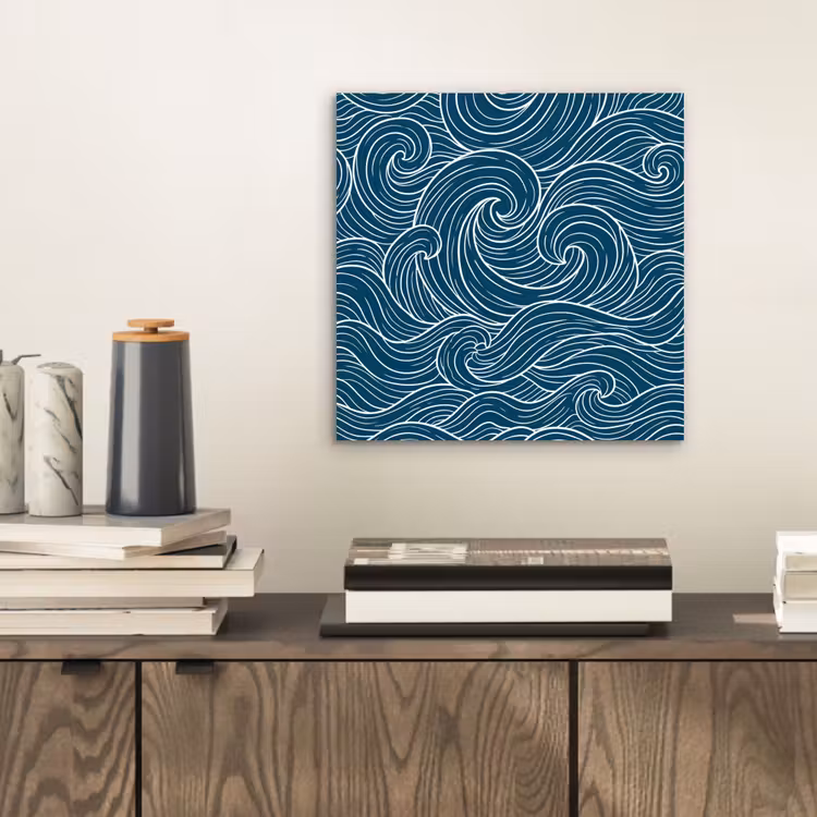 Golven - Spiraal - Water - Abstract - Blauw aluminium wit klein -sfeer1