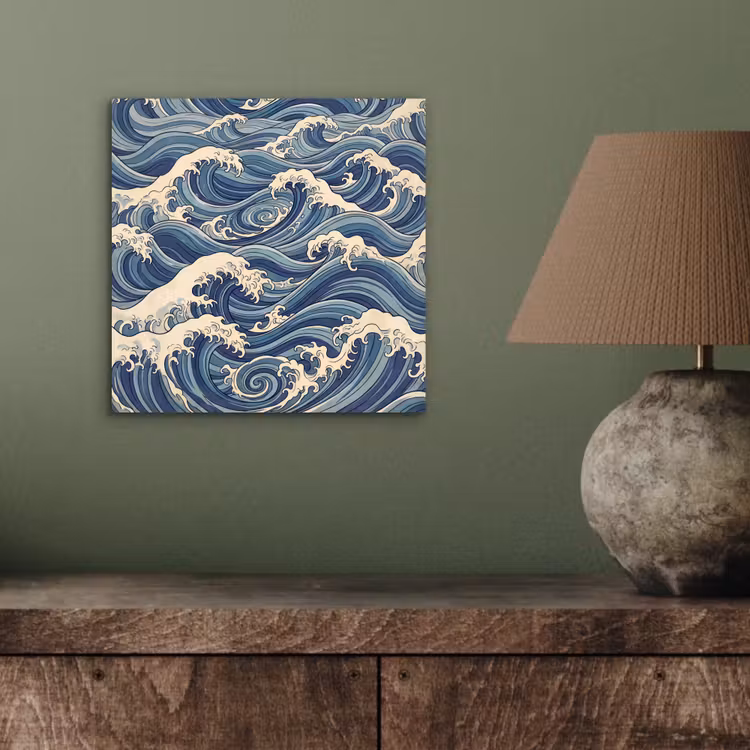 Golven - Zee - Natuur - Abstract - Blauw aluminium wit klein -sfeer2