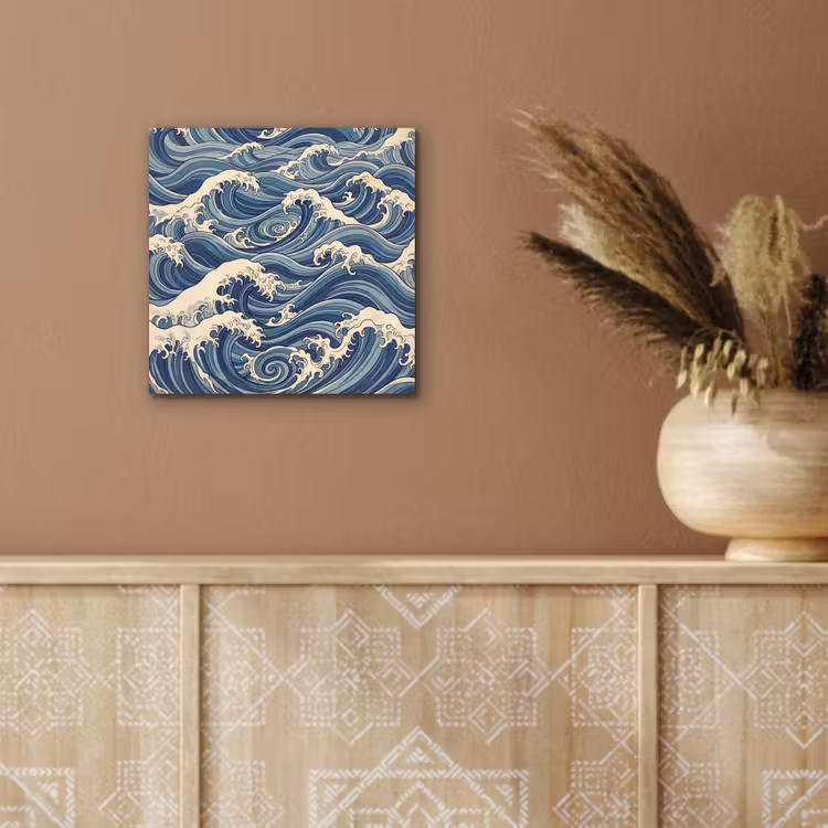 Golven - Zee - Natuur - Abstract - Blauw aluminium wit klein -sfeer4