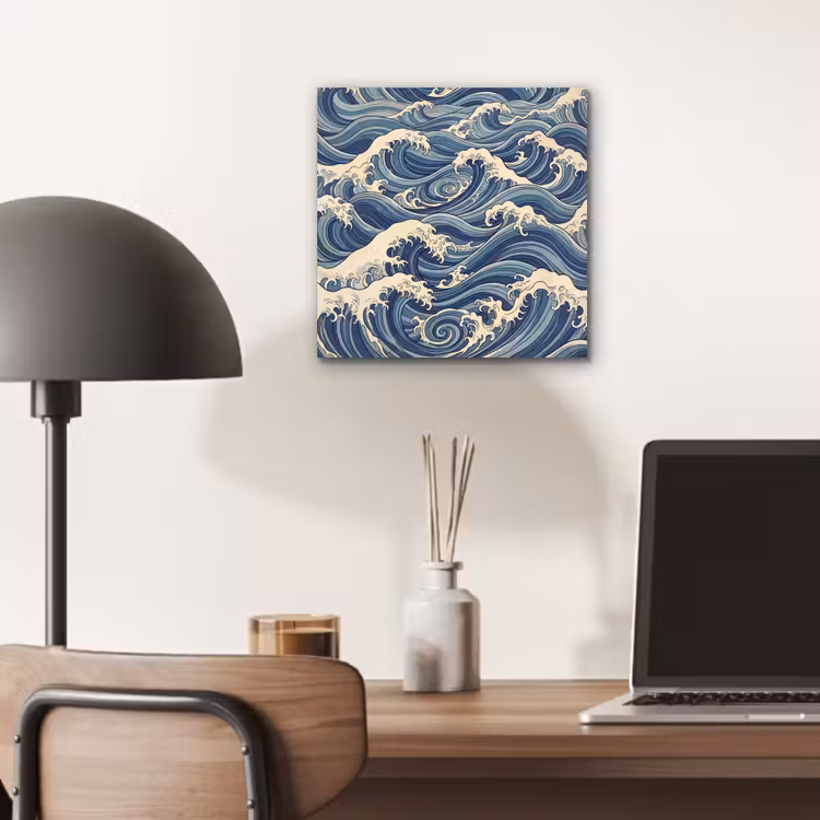 Golven - Zee - Natuur - Abstract - Blauw aluminium wit klein -sfeer5