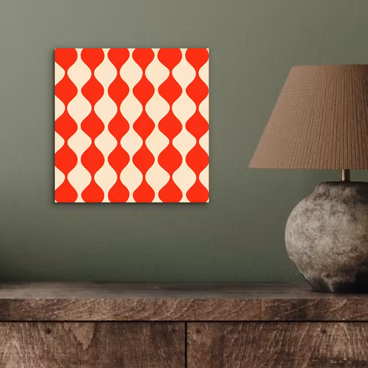 Golvend patroon - Retro - Rood - Beige aluminium wit klein 46 -sfeer2