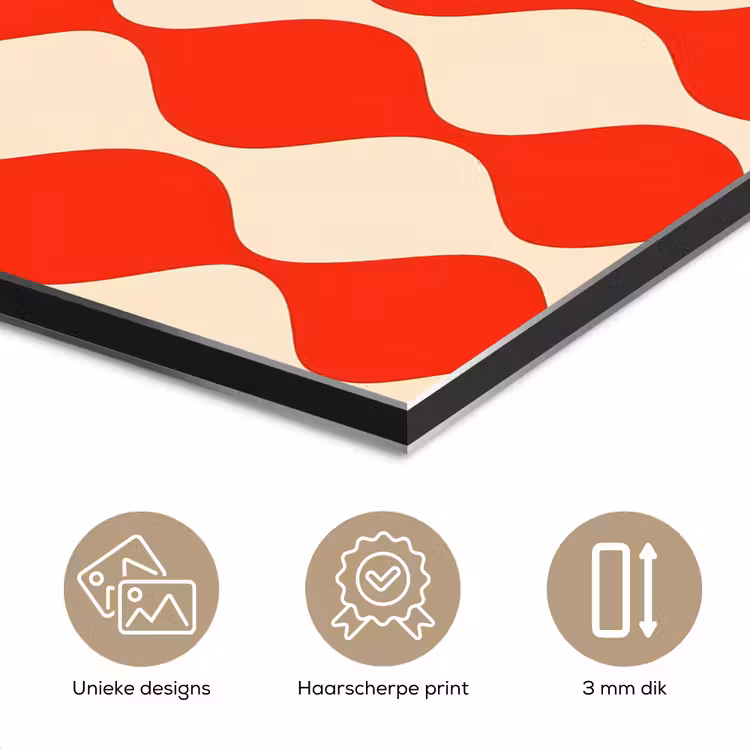 Golvend patroon - Retro - Rood - Beige aluminium wit klein 46 -closeup_NL