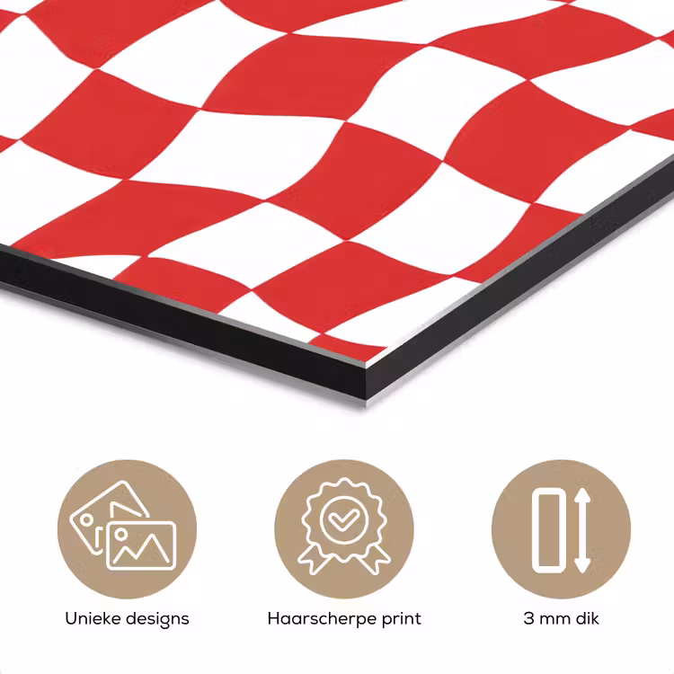 Golvend - Patroon - Rood aluminium wit klein 46 -closeup_NL
