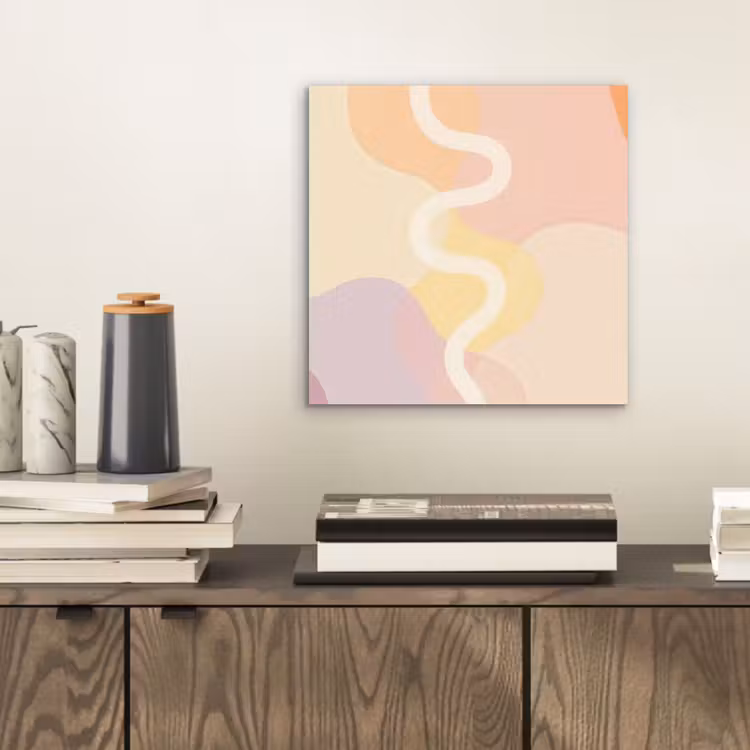 Golvende vormen - Abstract - pastel aluminium wit klein -sfeer1