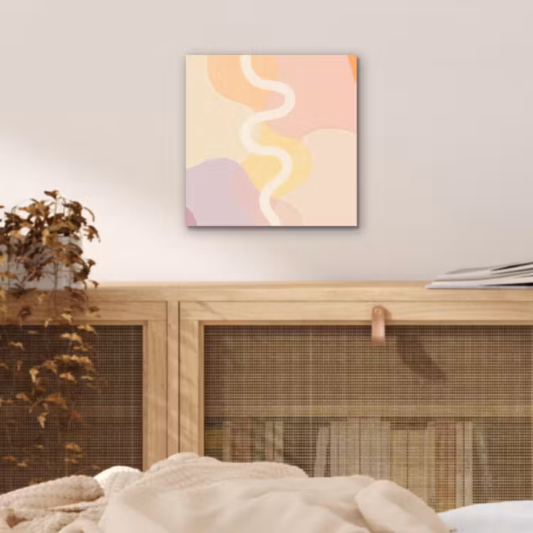 Golvende vormen - Abstract - pastel aluminium wit klein -sfeer3