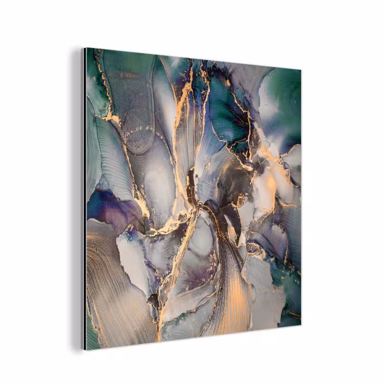 Goud - Blauw - Marmer aluminium wit klein -3d