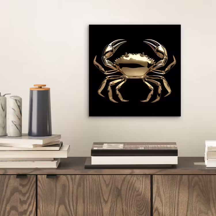 Goud - Krab - Dieren - Zwart aluminium wit klein -sfeer1