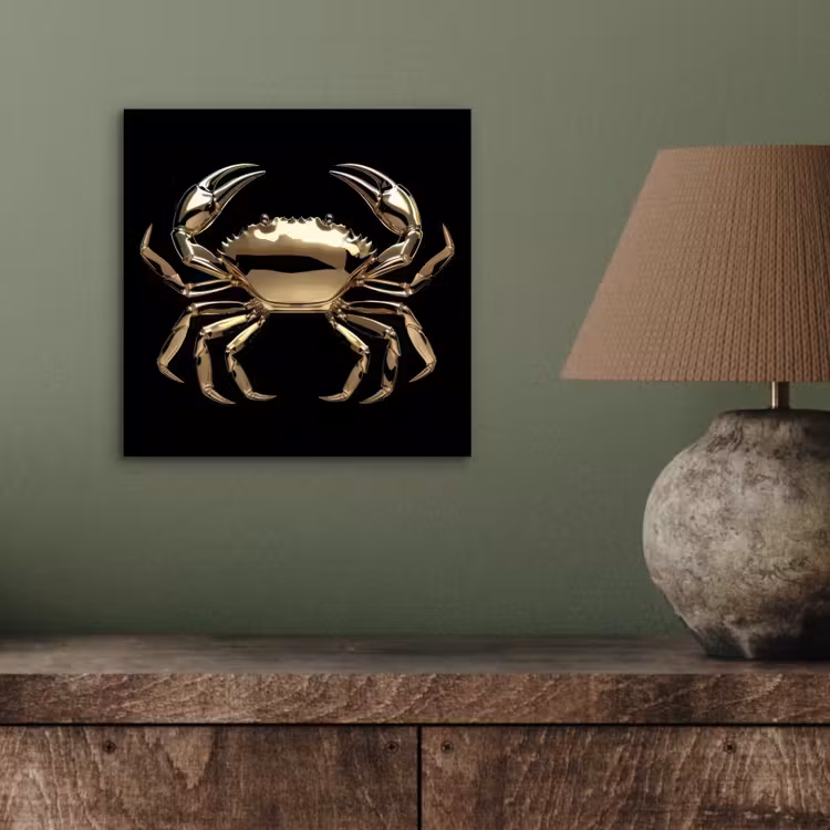 Goud - Krab - Dieren - Zwart aluminium wit klein -sfeer2