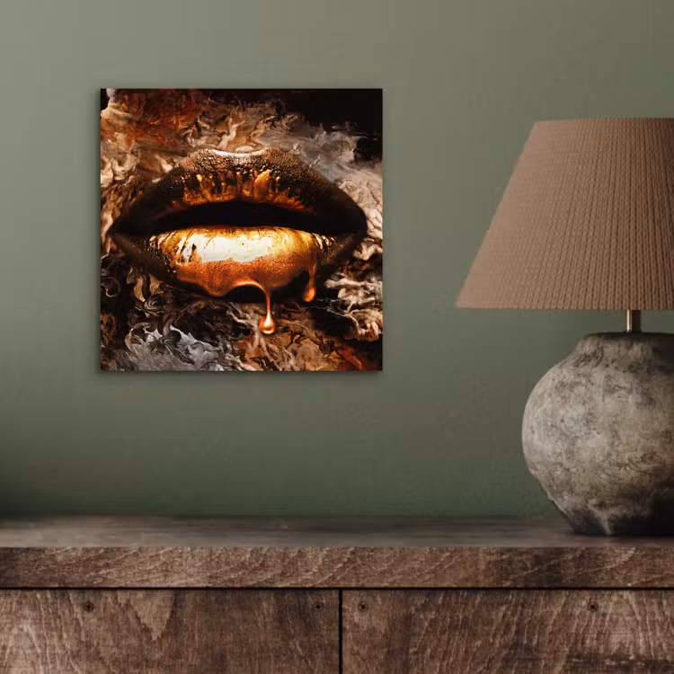 Goud - Lippen - Kunst aluminium wit klein -sfeer2