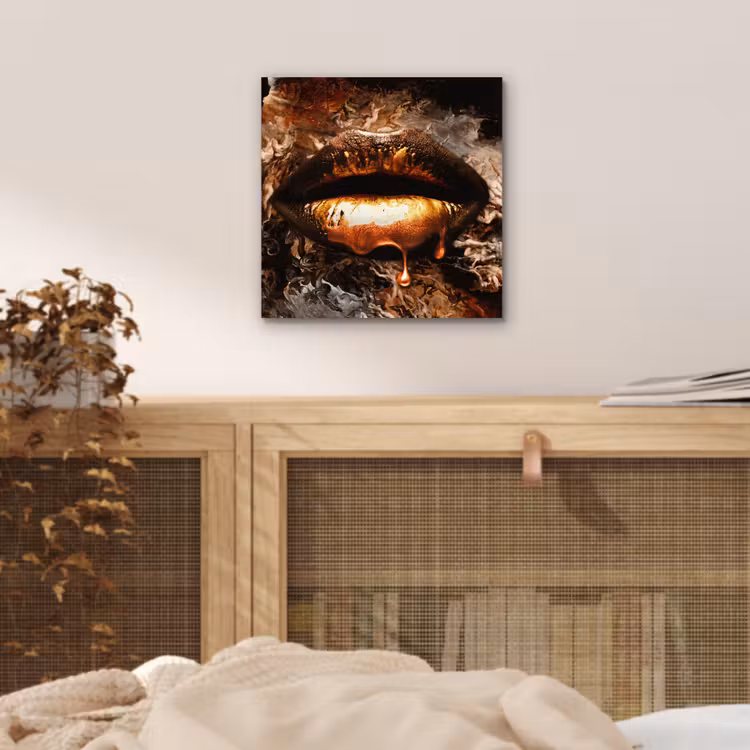 Goud - Lippen - Kunst aluminium wit klein -sfeer3
