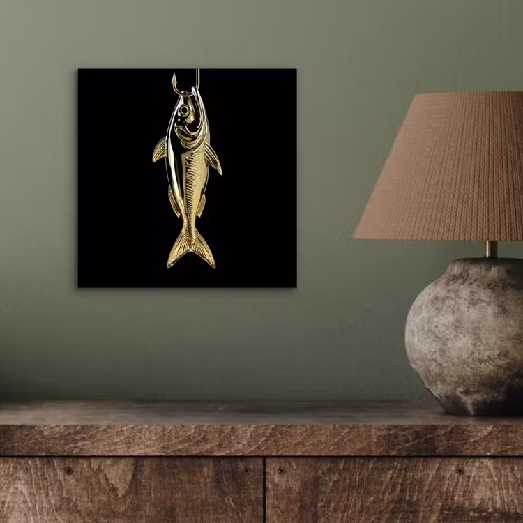 Goud - Vis - Haak - Zwart aluminium wit klein -sfeer2
