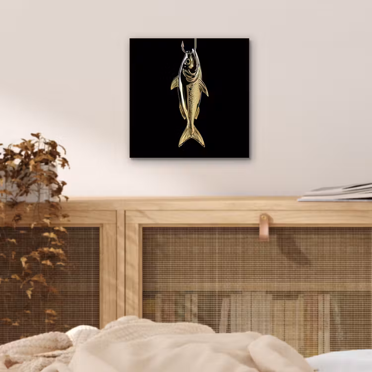Goud - Vis - Haak - Zwart aluminium wit klein -sfeer3