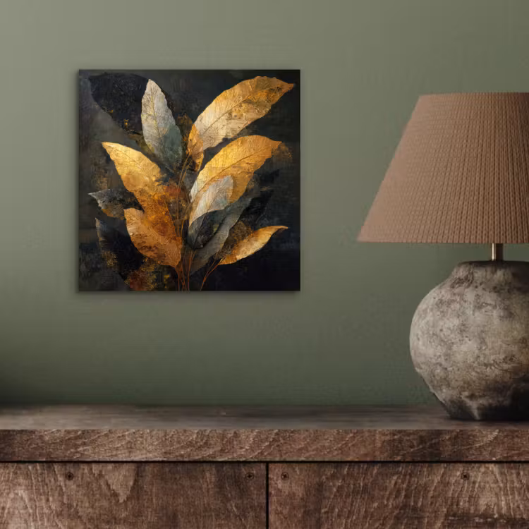 Gouden Bladcompositie – Botanische Luxe aluminium wit klein -sfeer2