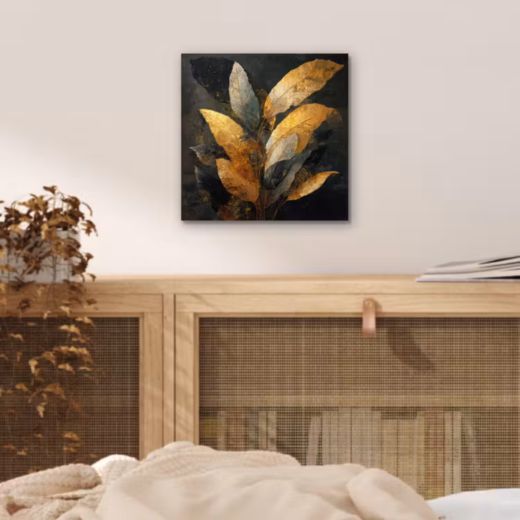 Gouden Bladcompositie – Botanische Luxe aluminium wit klein -sfeer3