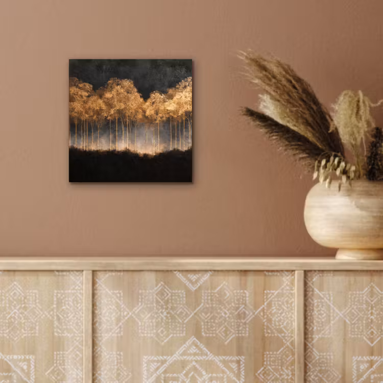Gouden Bomen in Mistig Landschap aluminium wit klein -sfeer4