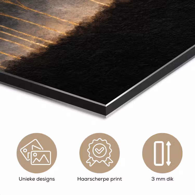 Gouden Bomen in Mistig Landschap aluminium wit klein -closeup_NL