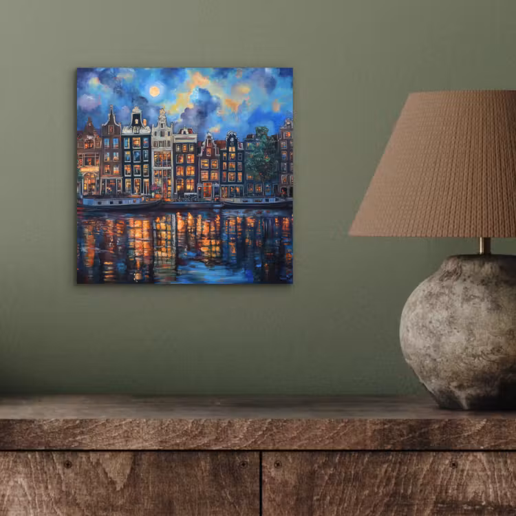 Grachten Amsterdam - Huizen - Stad - Kleurrijk aluminium wit klein -sfeer2