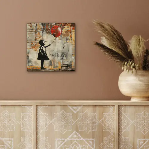Graffiti - Banksy - Meisje - Street art aluminium wit klein -sfeer4