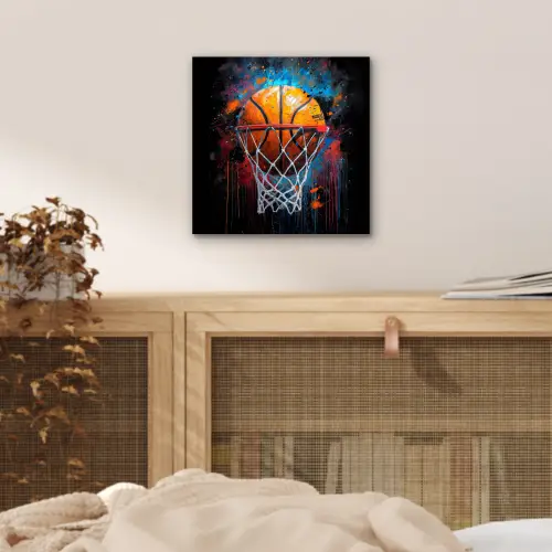 Graffiti - Basketbal - Sport - Zwart - Street art aluminium wit klein -sfeer3