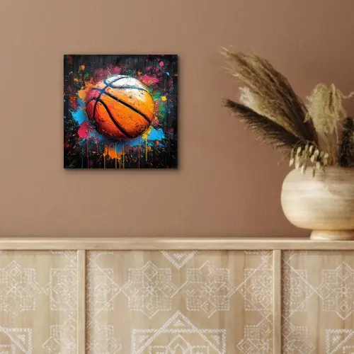Graffiti - Basketbal - Verf - Sport aluminium wit klein -sfeer4