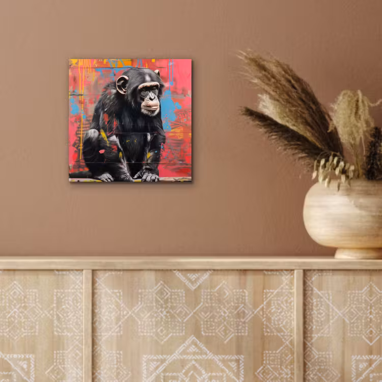 Graffiti - Chimpansee - Dieren - Street art - Banksy aluminium wit klein -sfeer4