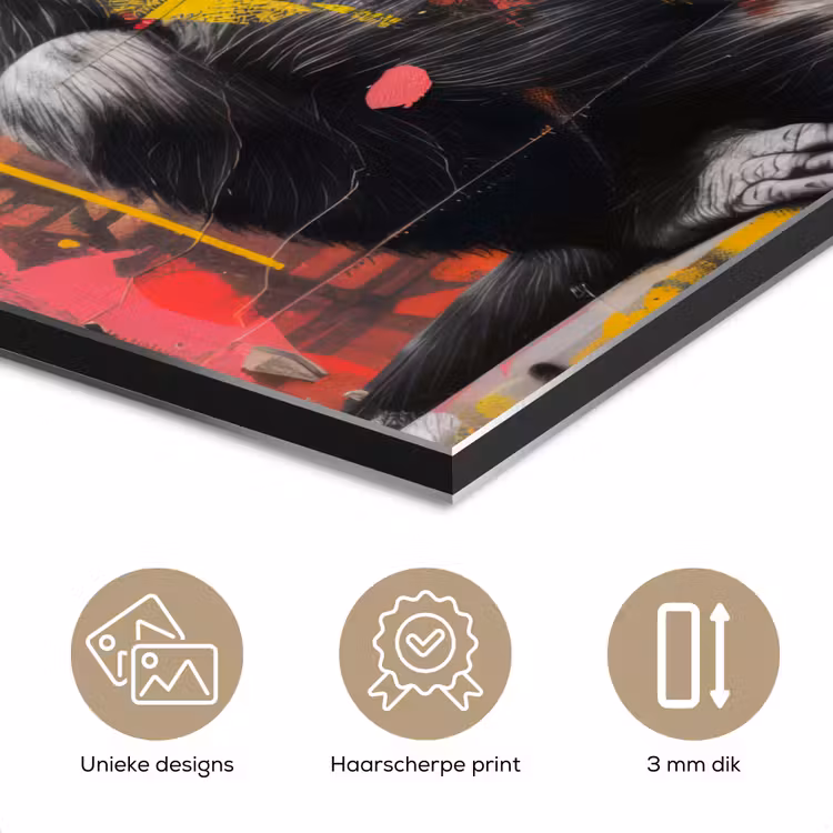 Graffiti - Chimpansee - Dieren - Street art - Banksy aluminium wit klein -closeup_NL