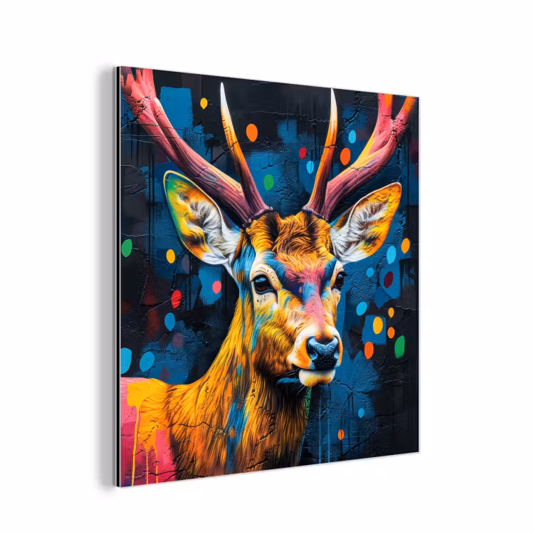 Graffiti - Hert - Dier - Kleurrijk aluminium wit klein -3d