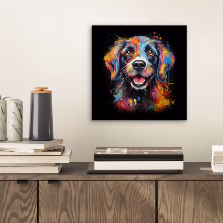 Graffiti - Hond - Zwart - Kleuren aluminium wit klein -sfeer1