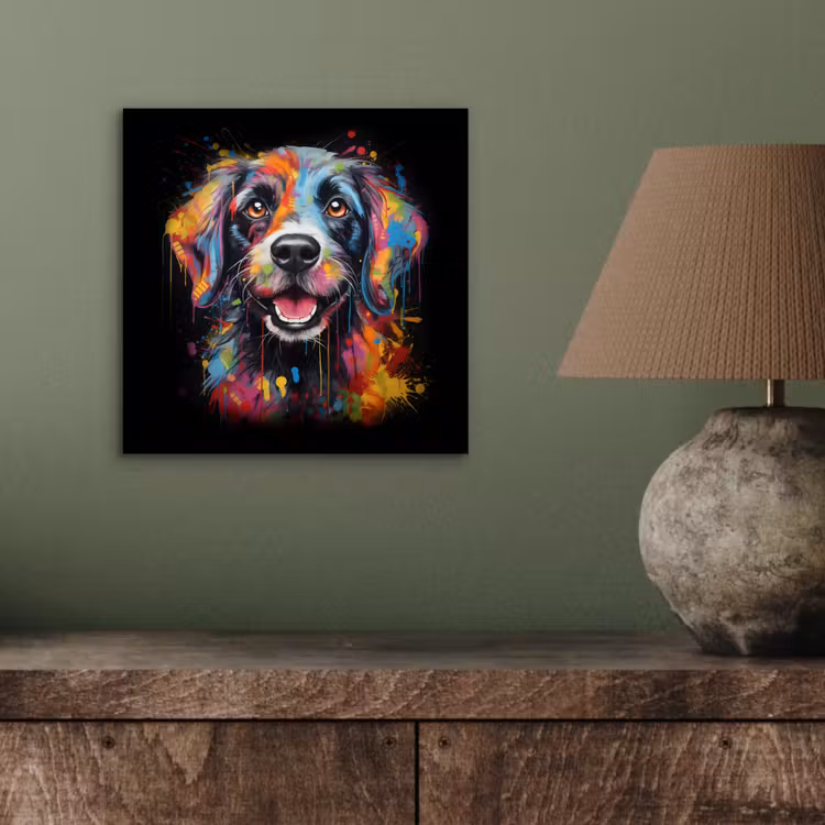 Graffiti - Hond - Zwart - Kleuren aluminium wit klein -sfeer2